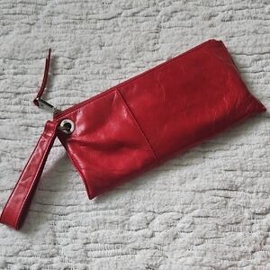 Hobo Brand Red Leather Wristlet Clutch